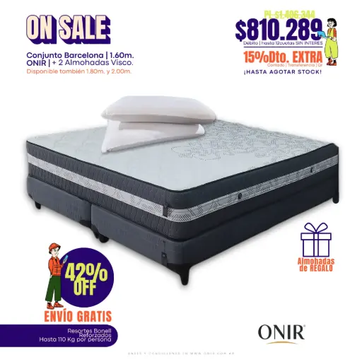 Combo Conjunto BARCELONA + Almohadas Viscoelásticas de REGALO