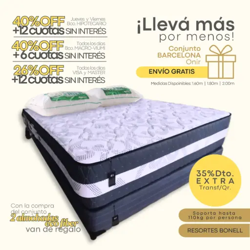 Conjunto BARCELONA + Almohadas EcoFiber de REGALO